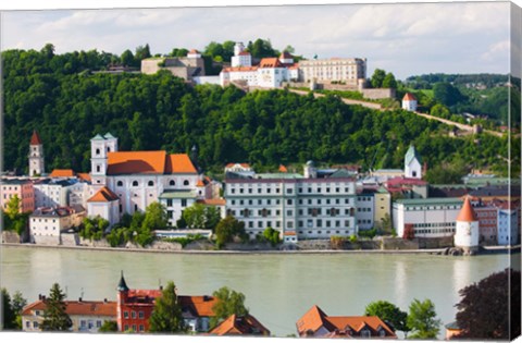 Framed Town at the waterfront, Inn River, Passau, Bavaria, Germany Print