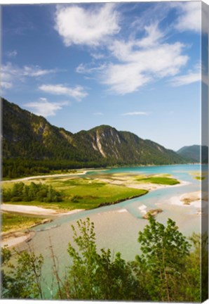 Framed River in a valley, Isar River, Sylvenstein Lake Area, Bavaria, Germany Print