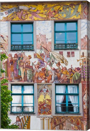 Framed Old town painted building, Konstanz, Lake Constance, Baden-Wurttemberg, Germany Print