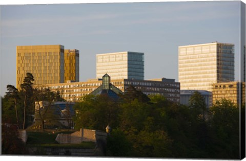 Framed Buildings in a city, Kirchberg Plateau, Luxembourg City, Luxembourg Print