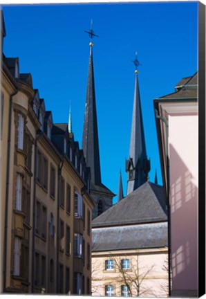 Framed Church in the city, Notre Dame Cathedral, Luxembourg City, Luxembourg Print