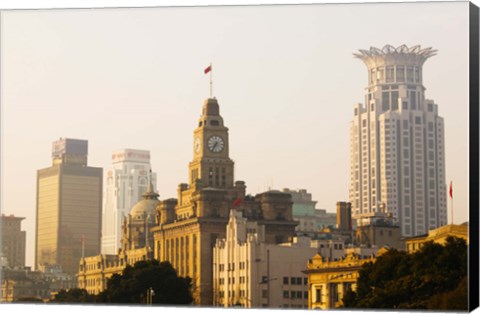 Framed Buildings in a City at Dawn, Shanghai, China Print