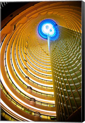 Framed Interiors of Jin Mao Tower looking up from the lobby of the Grand Hyatt hotel, Lujiazui, Pudong, Shanghai, China Print