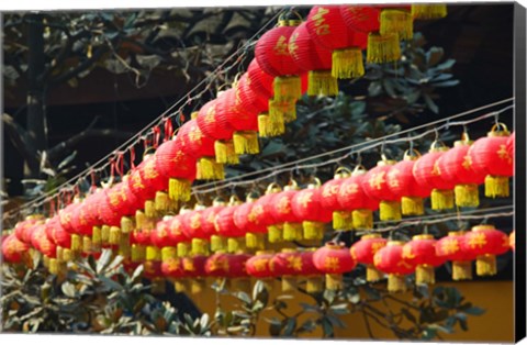 Framed Red lanterns at a temple, Jade Buddha Temple, Shanghai, China Print