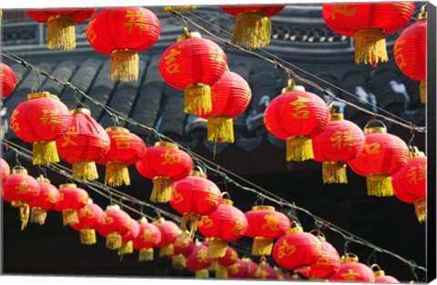 Framed Red Lanterns, Shanghai, China Print