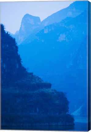 Framed River with Mountains at Dawn, Yangtze River, Yichang, Hubei Province, China Print