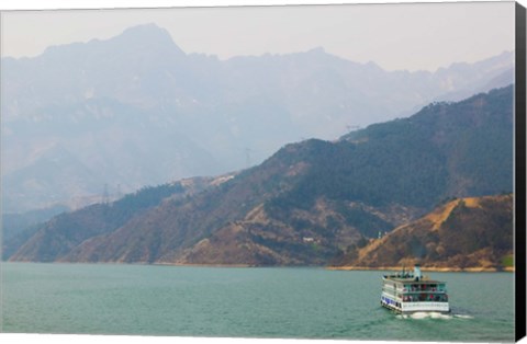 Framed Ferry in a river, Xiling Gorge, Yangtze River, Hubei Province, China Print