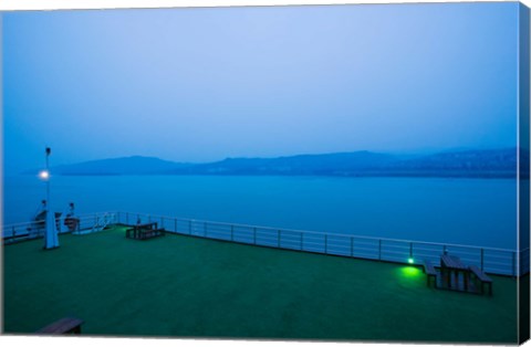 Framed Deck of the Yangtze River Cruise Ship at dawn, Yangtze River, Fengdu, Chongqing Province, China Print