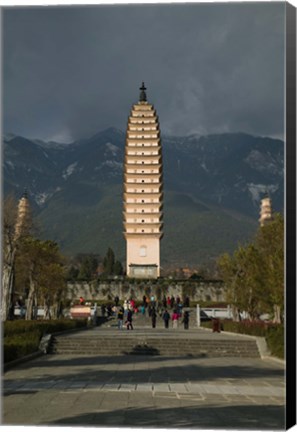 Framed Tourists at the Three Pagodas, Old Town, Dali, Yunnan Province, China Print