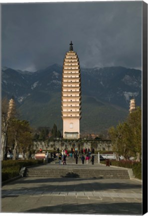 Framed Tourists at the Three Pagodas, Old Town, Dali, Yunnan Province, China Print