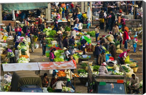 Framed People at a traditional town market, Xizhou, Erhai Hu Lake Area, Yunnan Province, China Print