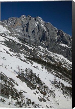 Framed Panoramic view of a mountain range, Jade Dragon Snow Mountain, Lijiang, Yunnan Province, China Print