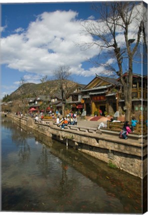 Framed Buildings along Yu River Canal, Old Town, Lijiang, Yunnan Province, China Print