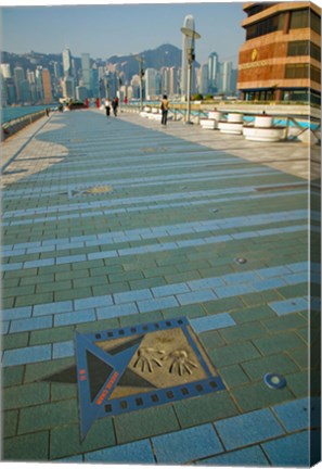 Framed Plaque and Handprints of Jackie Chan, Avenue Of The Stars, Victoria Harbour, Kowloon, Hong Kong, China Print