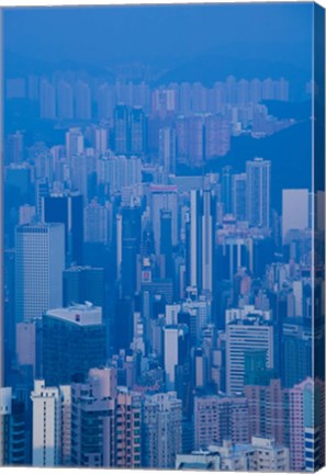 Framed High angle view of buildings in a downtown district, Central District, Hong Kong Island, Hong Kong Print