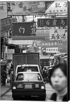 Framed Traffic on Queen&#39;s Road Central, Central District, Hong Kong Island, Hong Kong Print