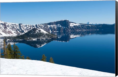 Framed Lake in winter, Crater Lake, Crater Lake National Park, Oregon Print
