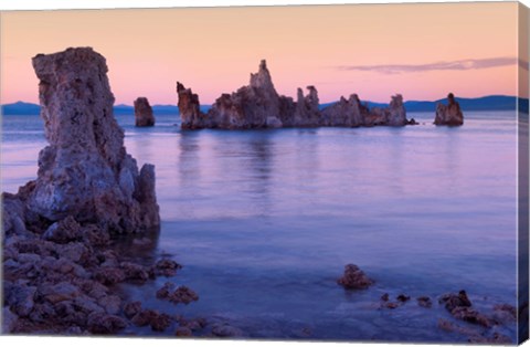 Framed Tufa formations at Sunset, Mono Lake, California Print