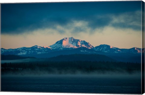 Framed Lake with mountains in the background, Mt Lassen, Lake Almanor, California, USA Print