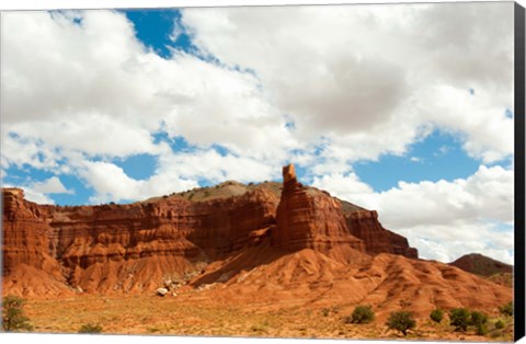 Framed Rock formations under the cloudy sky, Capitol Reef National Park, Utah, USA Print