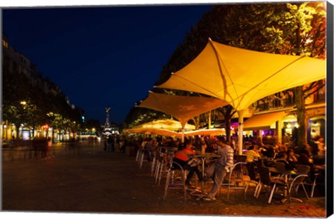 Framed People at sidewalk cafes in a city, Place Drouet d&#39;Erlon, Reims, Marne, Champagne-Ardenne, France Print