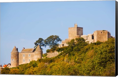 Framed Low angle view of a castle on a hill, Brancion, Maconnais, Saone-et-Loire, Burgundy, France Print