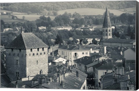 Framed Abbey in a town, Cluny Abbey, Maconnais, Saone-et-Loire, Burgundy, France Print