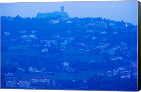 Framed Town with Chateau de Polignac in the background at dawn, Polignac, Le Puy-en-Velay, Haute-Loire, Auvergne, France Print