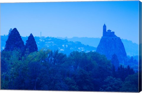 Framed Saint Michel d&#39;Aiguilhe Chapel at Dawn, Aiguilhe, Le Puy-en-Velay, Haute-Loire, Auvergne, France Print