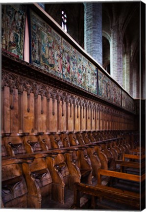 Framed Choir stalls at Abbatiale Saint-Robert, La Chaise-Dieu, Haute-Loire, Auvergne, France Print