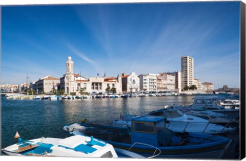 Framed Old Port with city at the waterfront, Sete, Herault, Languedoc-Roussillon, France Print