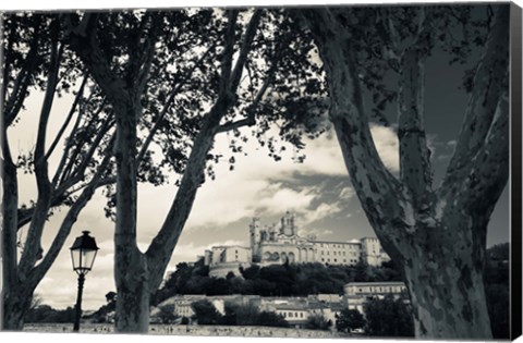 Framed Cathedral in a town, Cathedrale Saint-Nazaire, Beziers, Herault, Languedoc-Roussillon, France Print