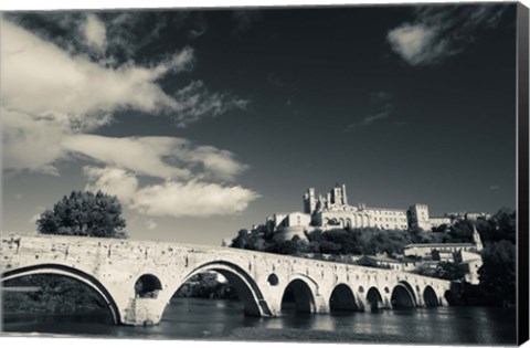 Framed Pont Vieux Bridge, Beziers, Herault, Languedoc-Roussillon, France Print