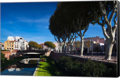 Framed Buildings along the Basse Riverfront, Perpignan, Pyrenees-Orientales, Languedoc-Roussillon, France Print