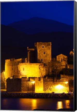 Framed Castle at the waterfront, Chateau Royal, Collioure, Vermillion Coast, Pyrennes-Orientales, Languedoc-Roussillon, France Print