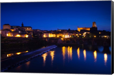 Framed Town with Cathedrale Sainte-Cecile at evening, Albi, Tarn, Midi-Pyrenees, France Print