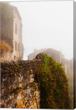 Framed View of a town in fog, Cordes-sur-Ciel, Tarn, Midi-Pyrenees, France Print