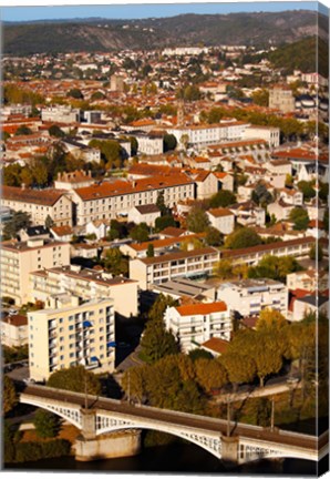 Framed Elevated view of a town, Cahors, Lot, Midi-Pyrenees, France Print