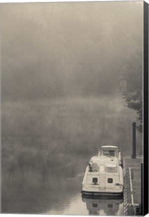 Framed Morning fog over Lot River, Bouzies, Lot, Midi-Pyrenees, France Print