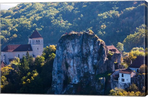 Framed Ruins of the town chateau, St-Cirq-Lapopie, Lot, Midi-Pyrenees, France Print