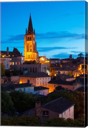 Framed Eglise Monolithe Church at Dawn, Saint-Emilion, Gironde, Aquitaine, France Print