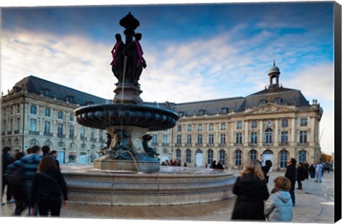 Framed Place de la Bourse buildings at dusk, Bordeaux, Gironde, Aquitaine, France Print