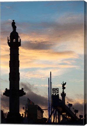 Framed Esplanade des Quinconces and carnival at sunset, Bordeaux, Gironde, Aquitaine, France Print