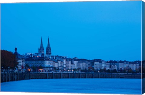 Framed Garonne Riverfront at dawn, Bordeaux, Gironde, Aquitaine, France Print