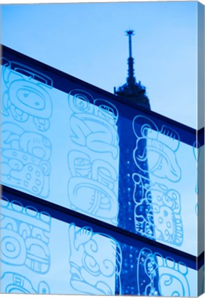 Framed Eiffel Tower viewed through a glass wall, Paris, Ile-de-France, France Print