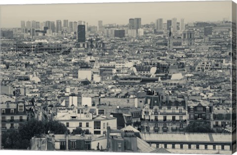 Framed Aerial view of a city viewed from Basilique Du Sacre Coeur, Montmartre, Paris, Ile-de-France, France Print