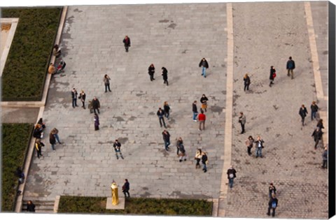 Framed Aerial view of tourists viewed from Notre Dame Cathedral, Paris, Ile-de-France, France Print