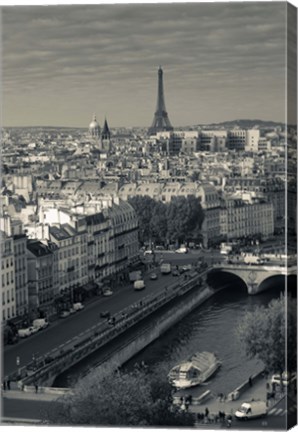 Framed City with Eiffel tower in the background viewed from Notre Dame Cathedral, Paris, Ile-de-France, France Print