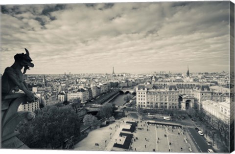 Framed City viewed from the Notre Dame Cathedral, Paris, Ile-de-France, France Print