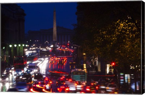 Framed Rue Royale at Night, Paris, Ile-de-France, France Print